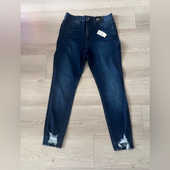 Express Dark Indigo Women's Cropped High Rise Skinny Jeans Size 6 NWT - Picture 1 of 8